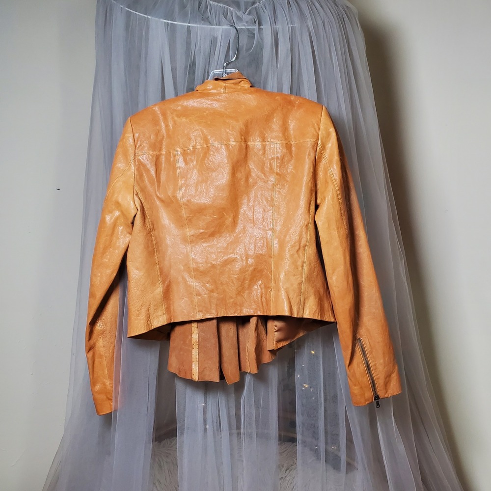 Alice & Olivia Boho Lambskin Leather Jacket Open Drape Western Cowgirl Size M - Picture 5 of 8